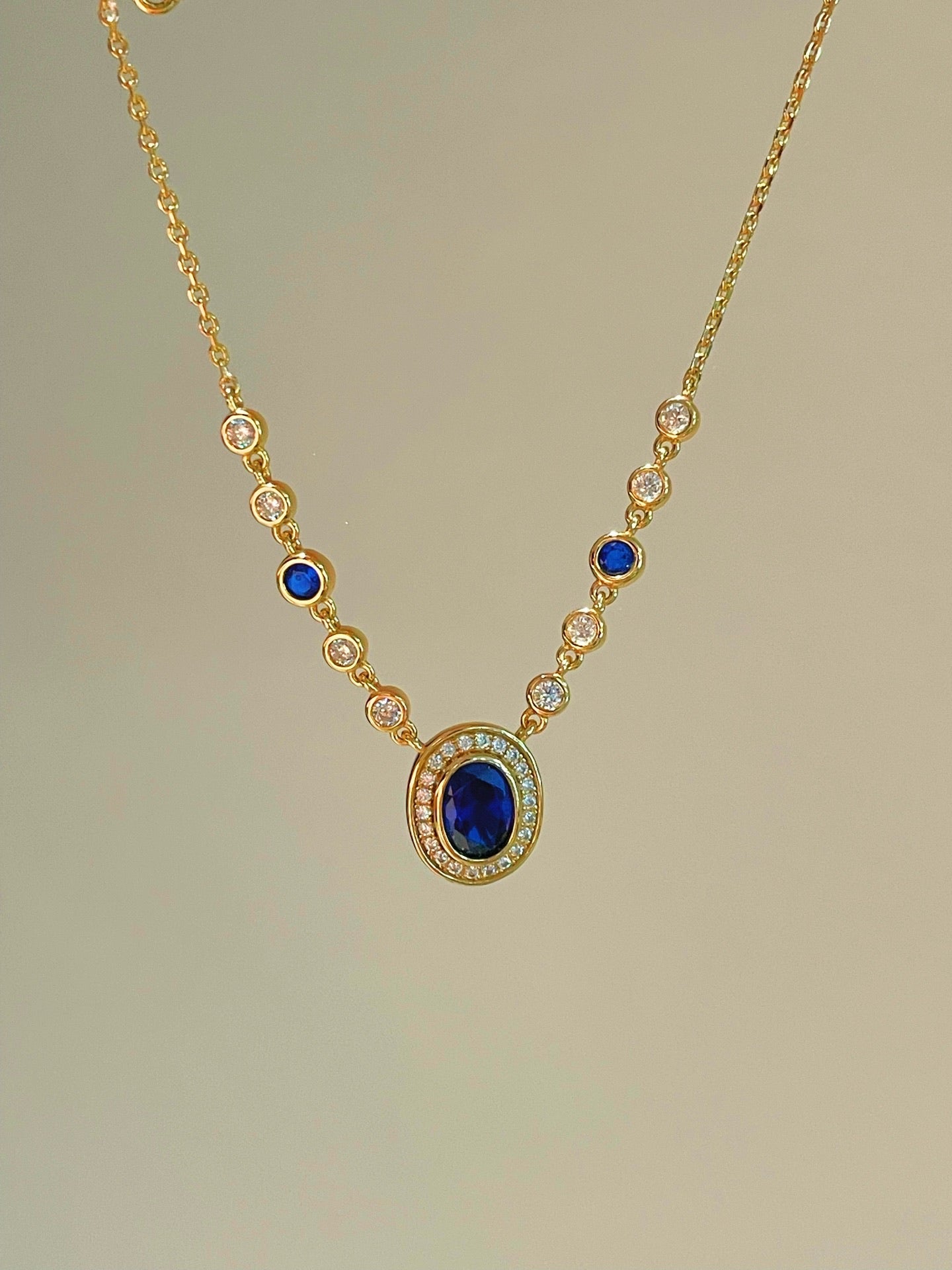 Royal Blue Bubble Sapphire Necklace - floysun