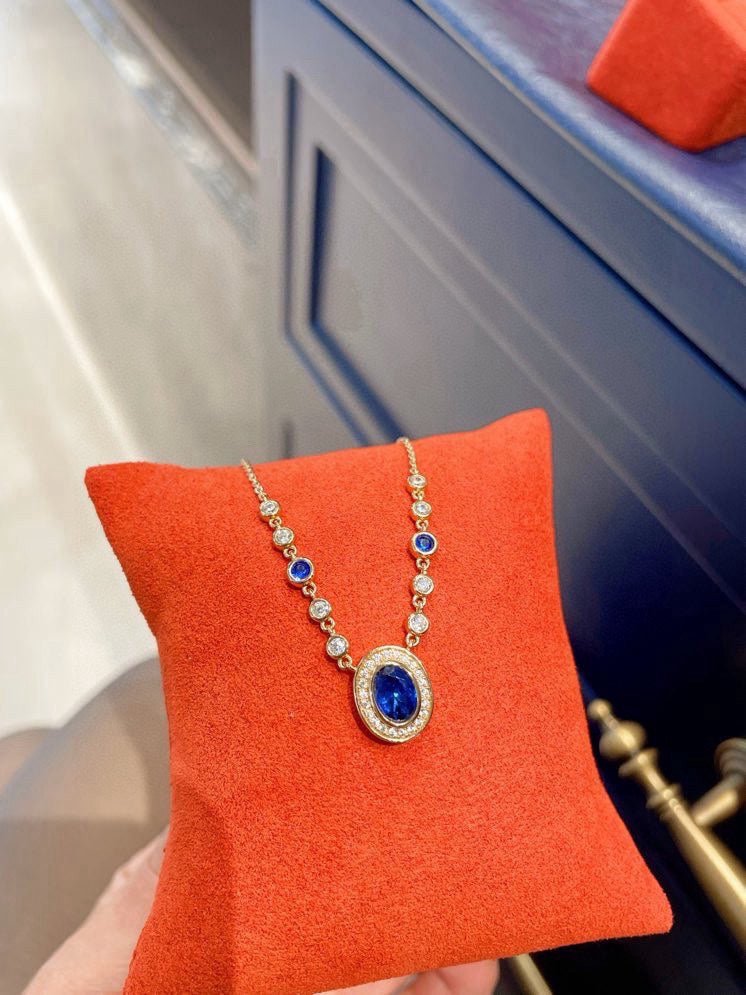 Royal Blue Bubble Sapphire Necklace - floysun