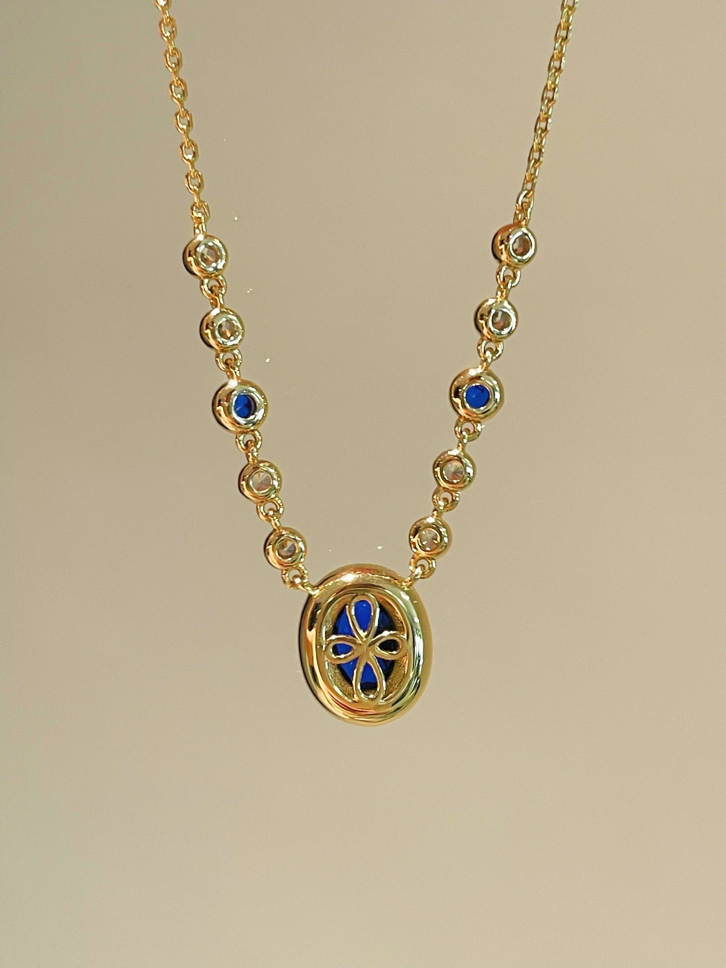 Royal Blue Bubble Sapphire Necklace - floysun