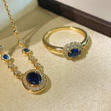 Royal Blue Bubble Sapphire Necklace - floysun