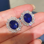 Royal Blue Duchess Oval Stud Earrings - floysun