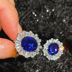 Royal Blue Duchess Oval Stud Earrings - floysun