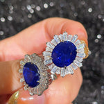 Royal Blue Duchess Oval Stud Earrings - floysun