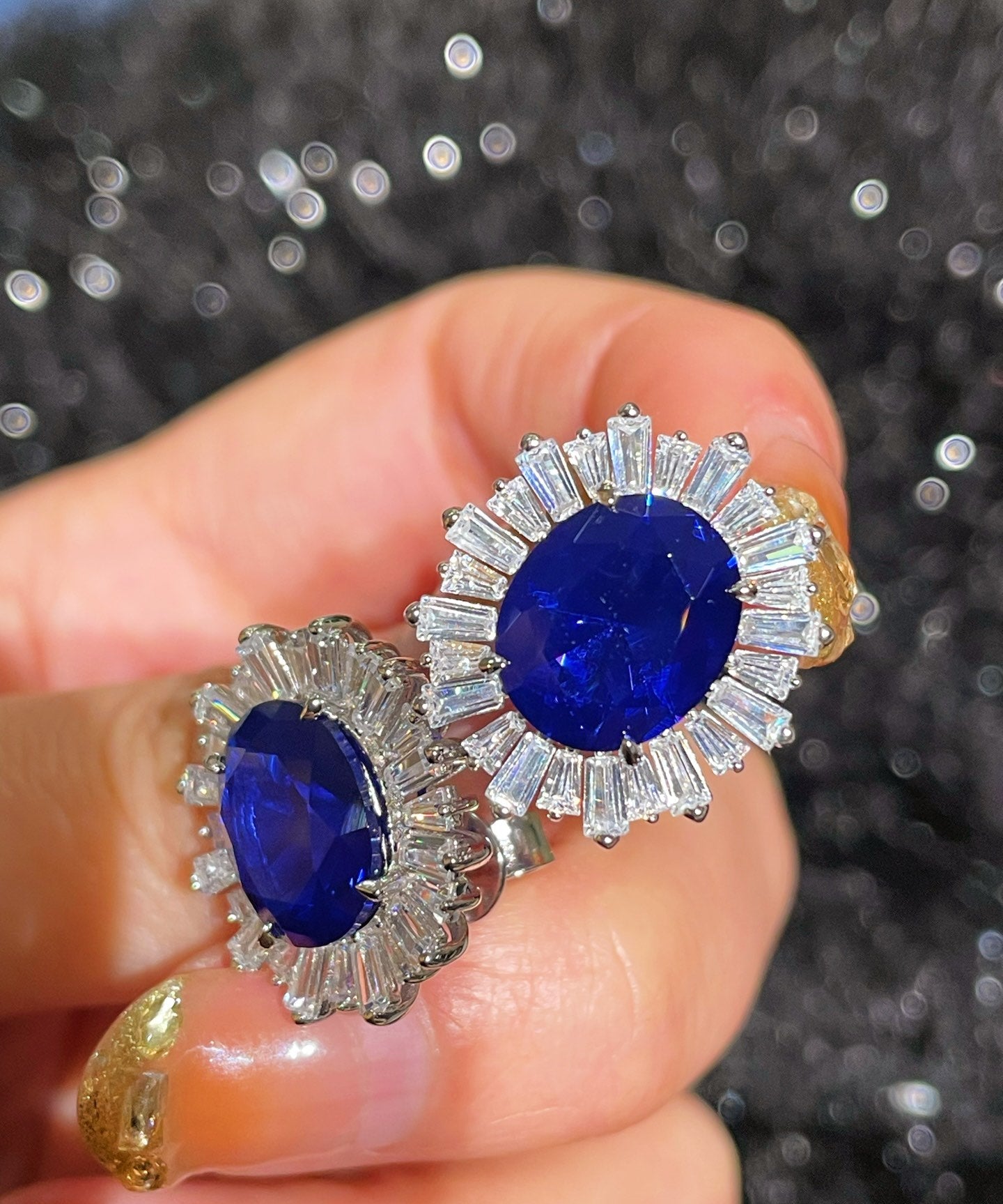 Royal Blue Duchess Oval Stud Earrings - floysun