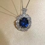 Royal Blue Sapphire Fan Necklace - floysun