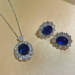 Royal Blue Sapphire Fan Necklace - floysun