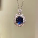 Royal Blue Sapphire Fan Necklace - floysun