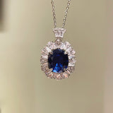 Royal Blue Sapphire Fan Necklace - floysun
