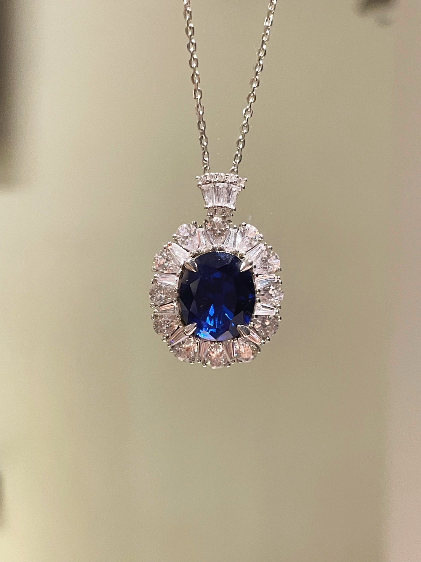 Royal Blue Sapphire Fan Necklace - floysun