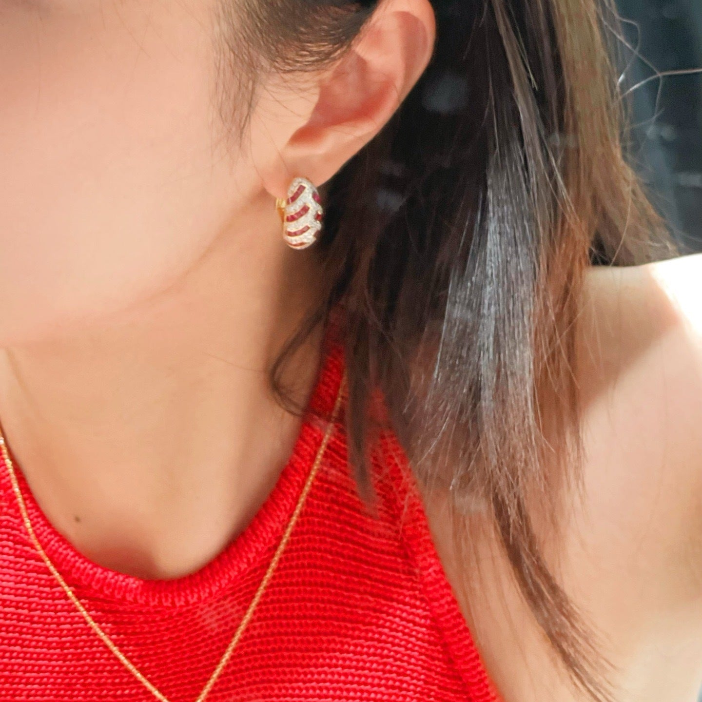 Ruby Zircon Huggie Earrings - floysun
