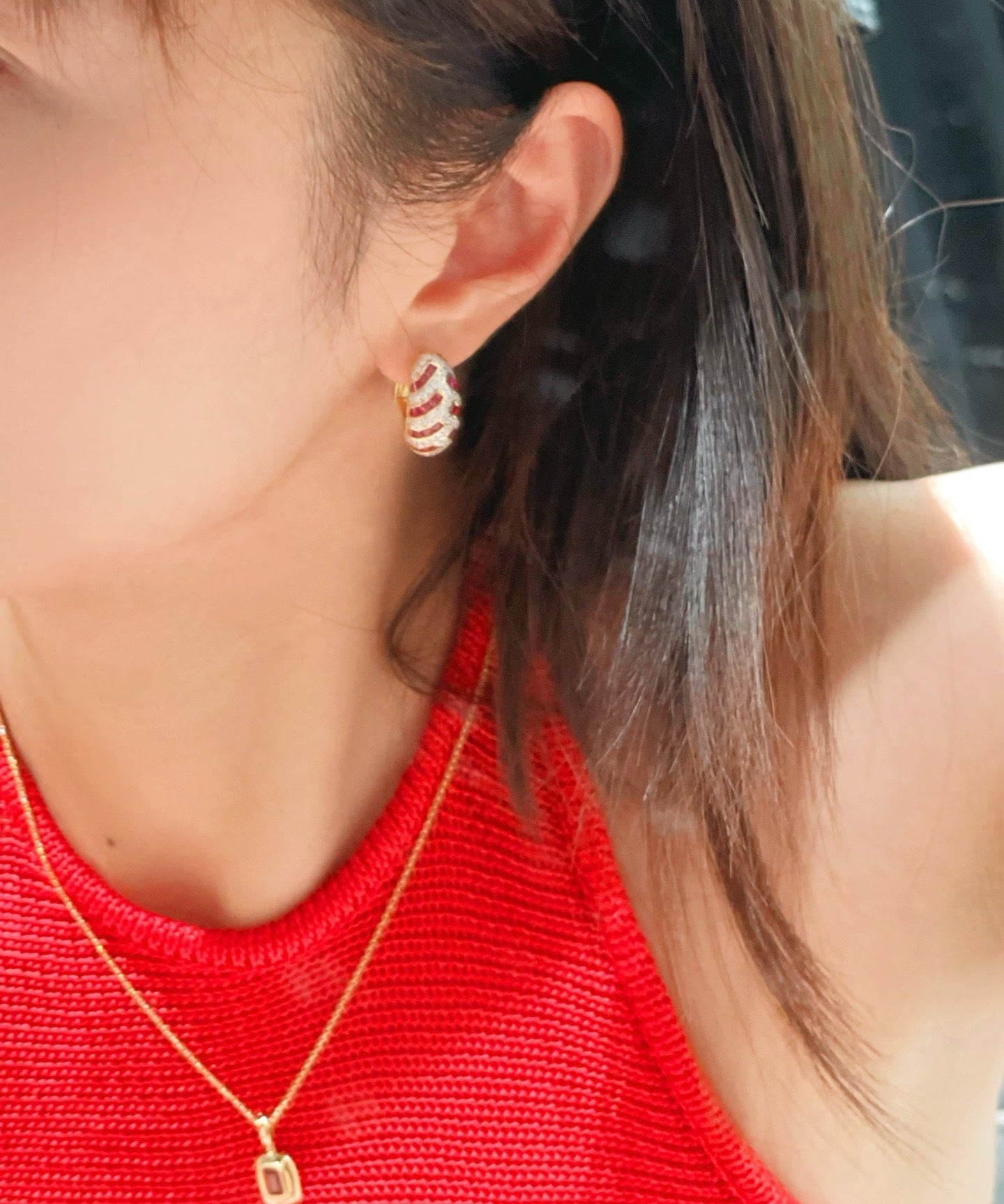 Ruby Zircon Huggie Earrings - floysun