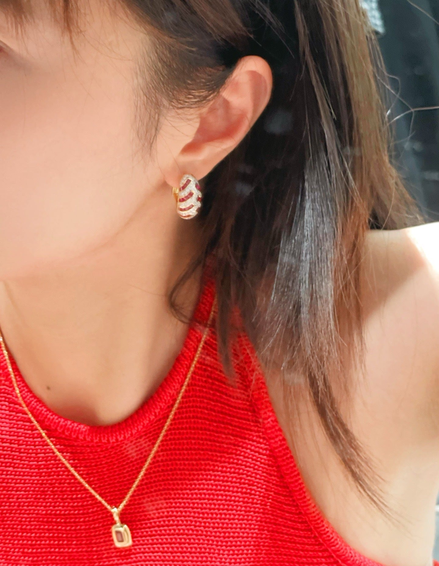 Ruby Zircon Huggie Earrings - floysun