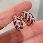 Ruby Zircon Huggie Earrings - floysun
