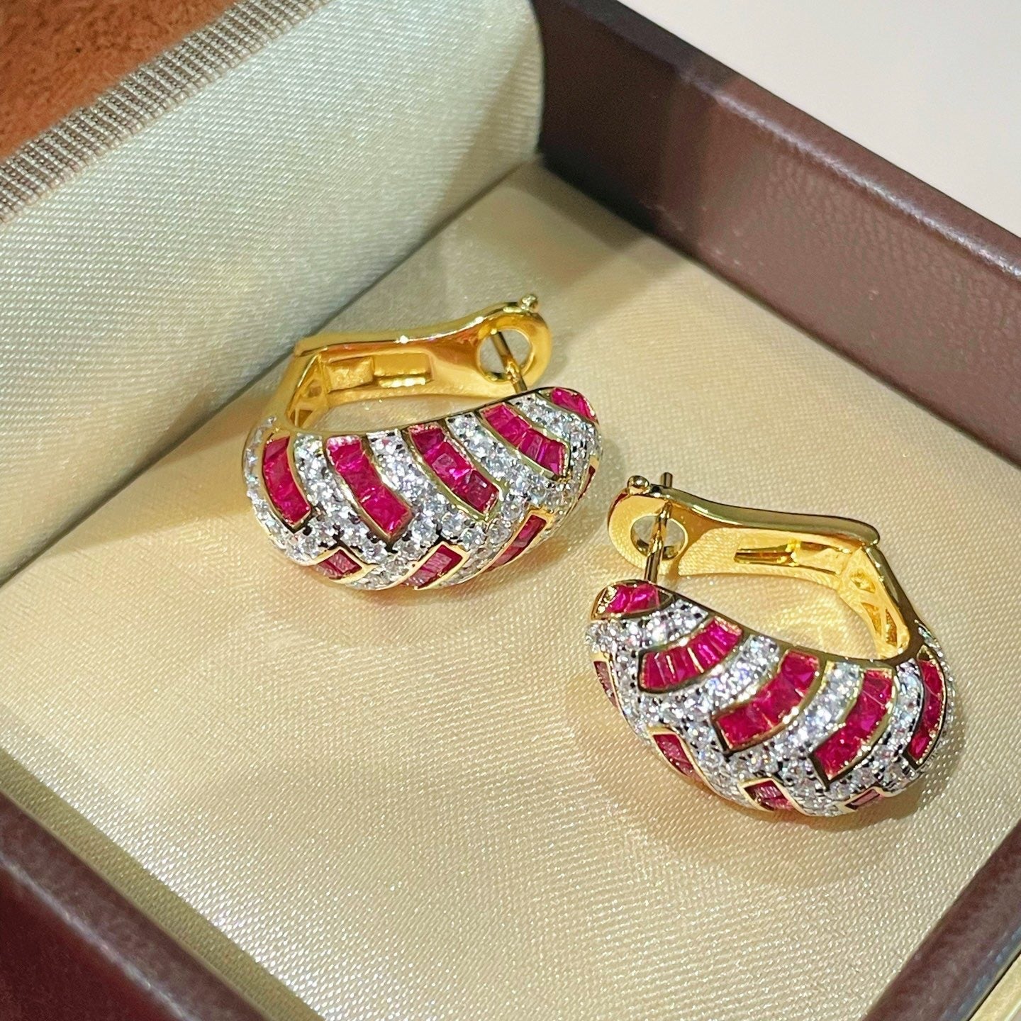 Ruby Zircon Huggie Earrings - floysun