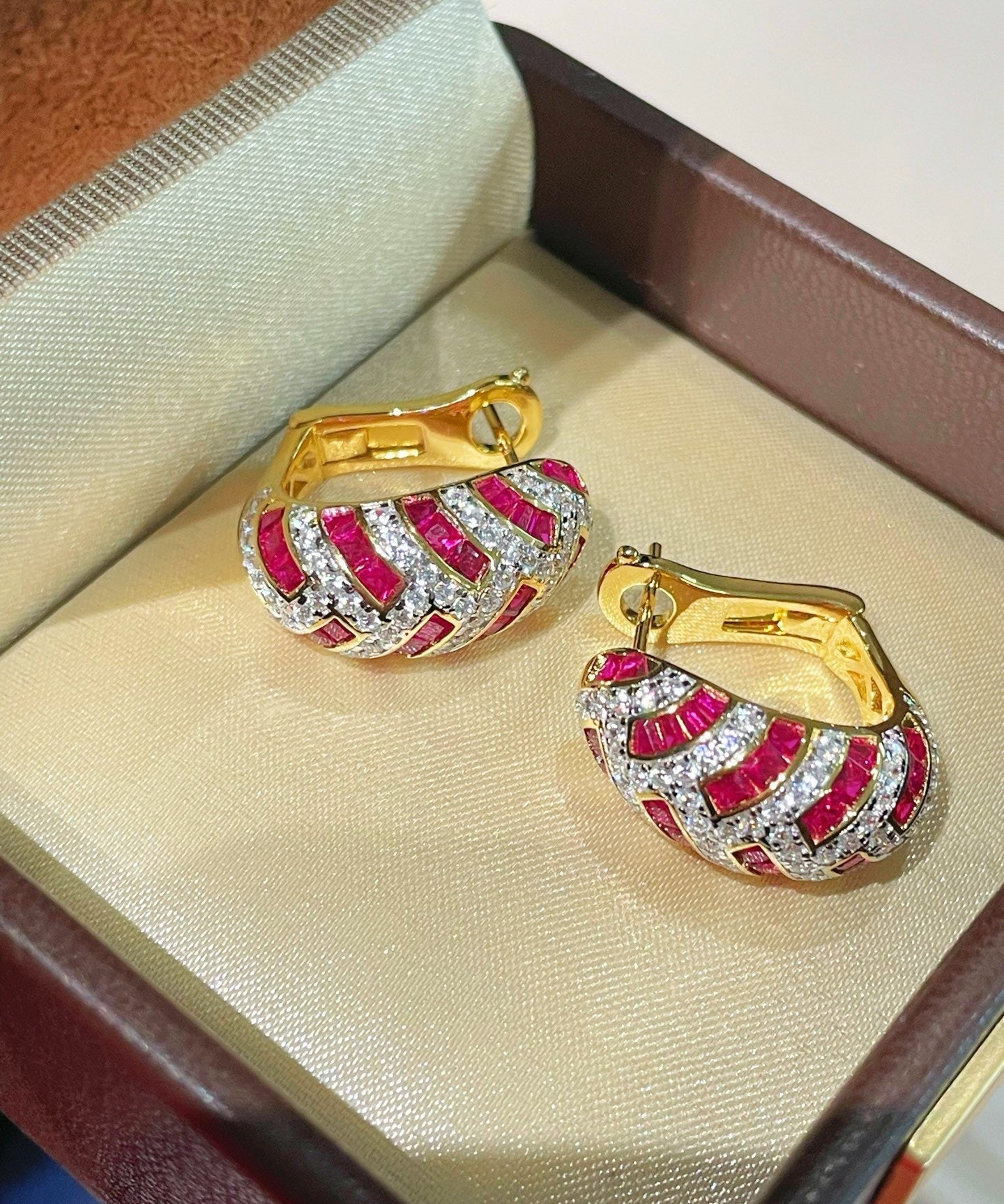 Ruby Zircon Huggie Earrings - floysun