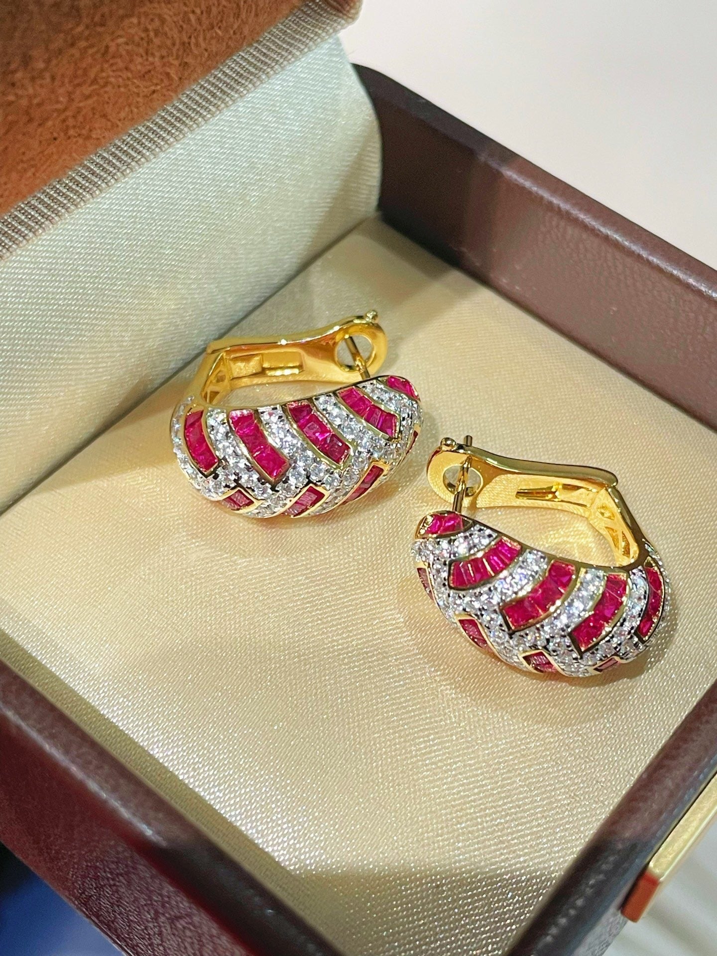 Ruby Zircon Huggie Earrings - floysun