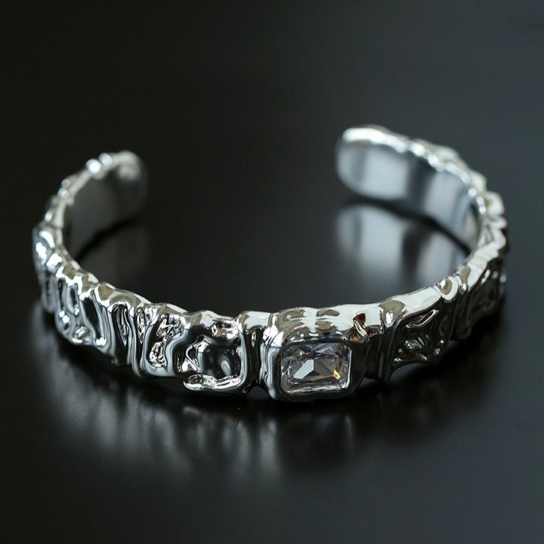 Ruched Lava Textured Open Cuff Bracelet - floysun
