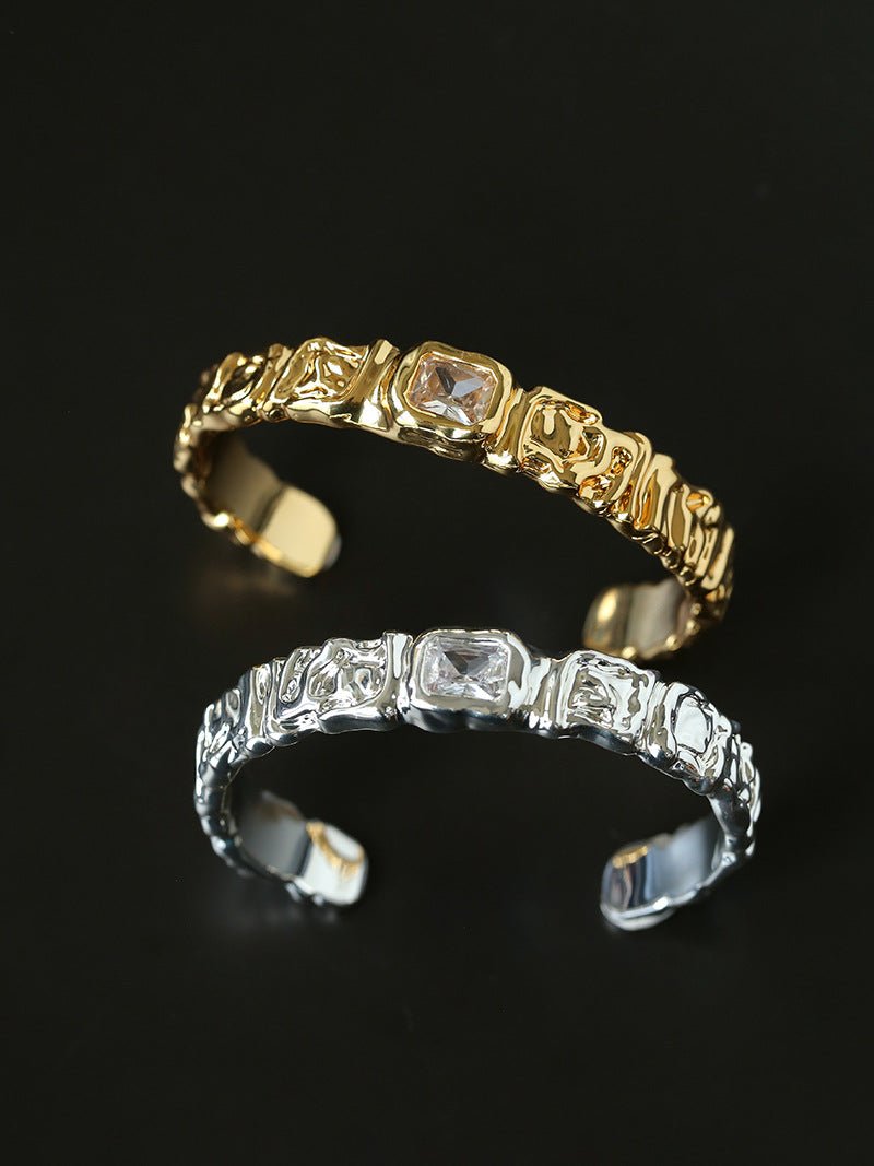 Ruched Lava Textured Open Cuff Bracelet - floysun