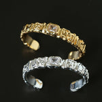 Ruched Lava Textured Open Cuff Bracelet - floysun