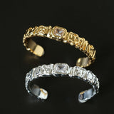 Ruched Lava Textured Open Cuff Bracelet - floysun