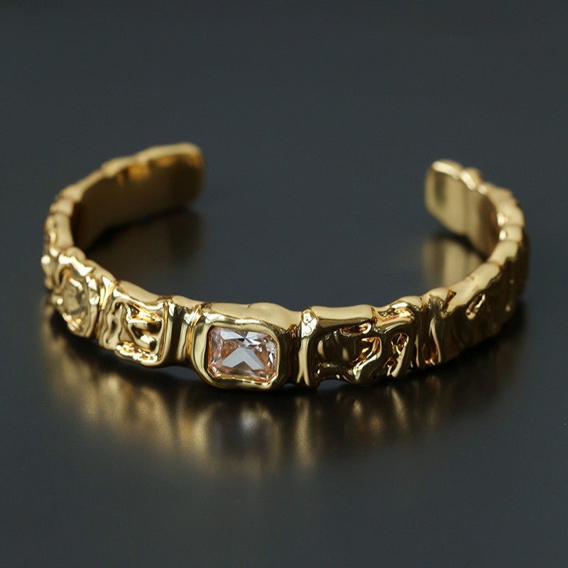 Ruched Lava Textured Open Cuff Bracelet - floysun