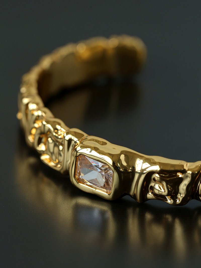Ruched Lava Textured Open Cuff Bracelet - floysun