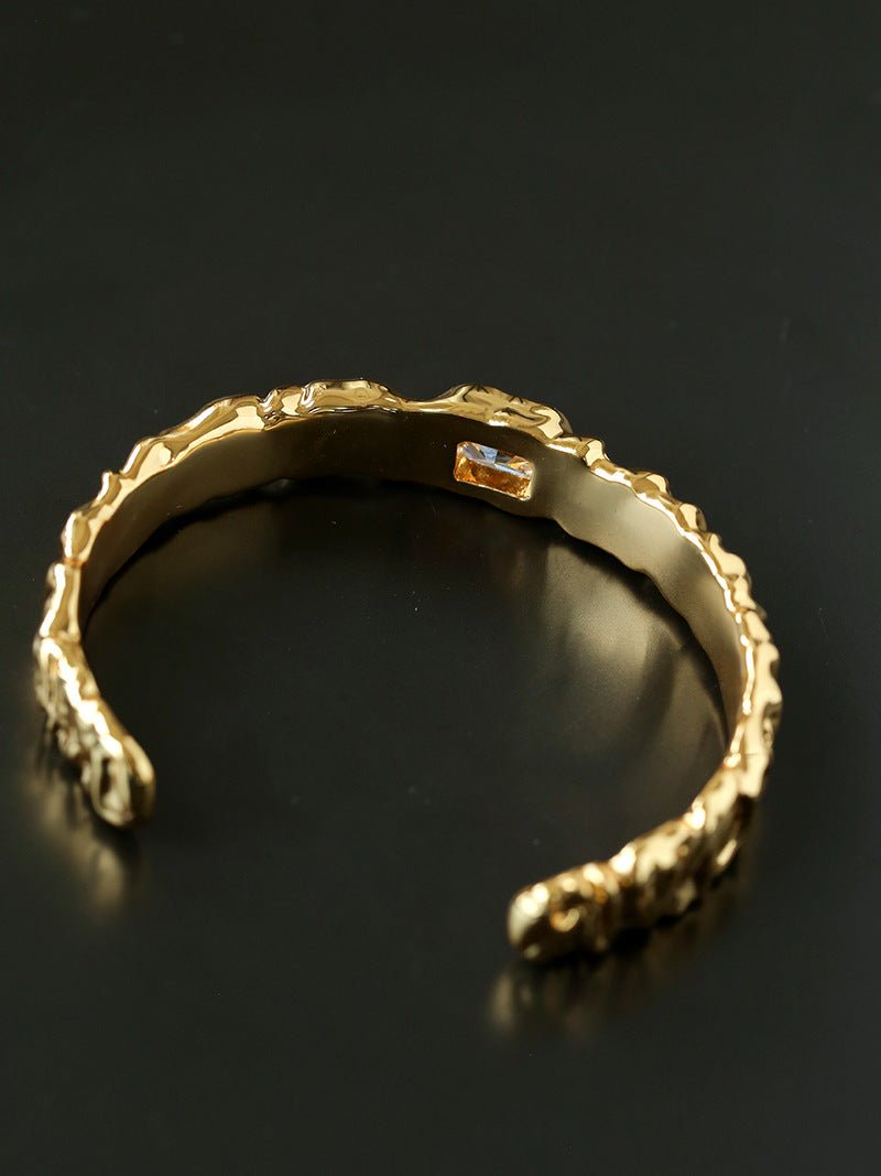 Ruched Lava Textured Open Cuff Bracelet - floysun
