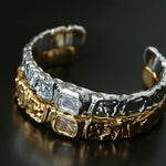 Ruched Lava Textured Open Cuff Bracelet - floysun
