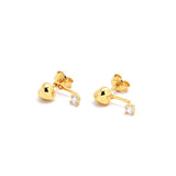 S925 Gold - Plated Heart CZ Drop Stud Earrings - floysun