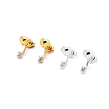 S925 Gold - Plated Heart CZ Drop Stud Earrings - floysun