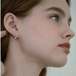 S925 Gold - Plated Heart CZ Drop Stud Earrings - floysun