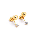 S925 Gold - Plated Heart CZ Drop Stud Earrings - floysun