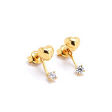 S925 Gold - Plated Heart CZ Drop Stud Earrings - floysun