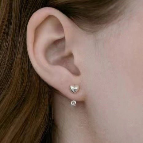 S925 Gold - Plated Heart CZ Drop Stud Earrings - floysun