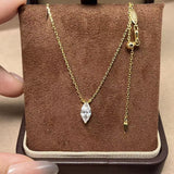 S925 Gold - Plated Marquise CZ Geometric Necklace - floysun