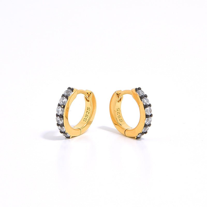 S925 Gold - Plated Sandblasted CZ Hoop Earrings - floysun