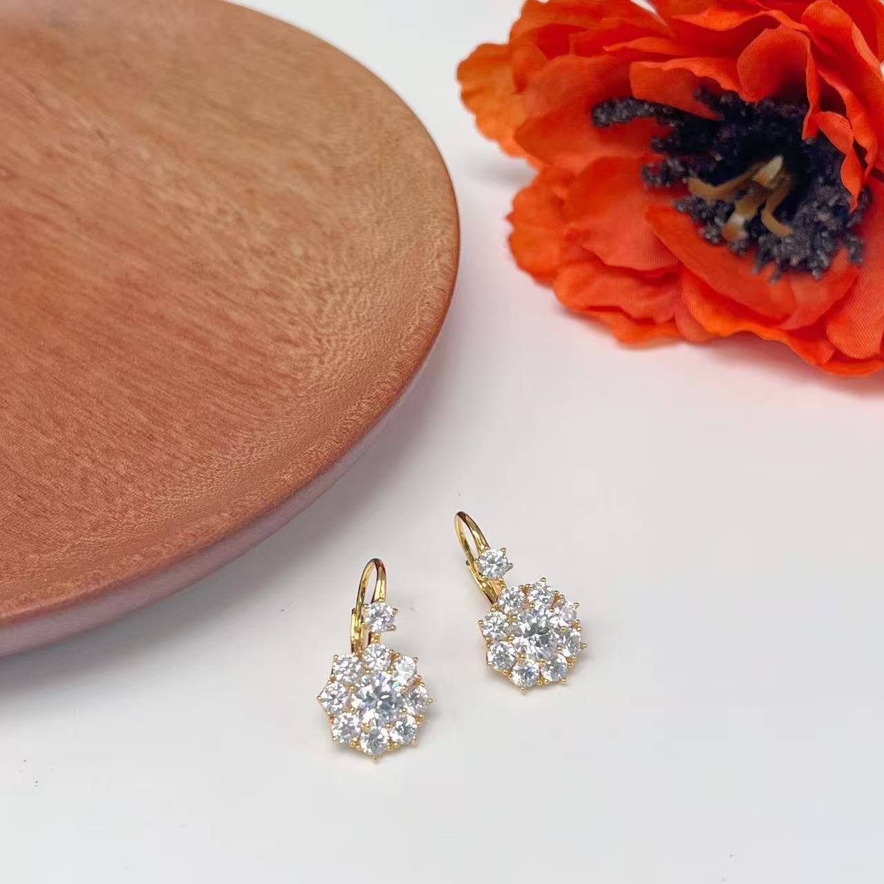 S925 Gold - Plated Sunflower CZ Earrings - floysun