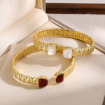 S925 Gold - Plated Woven Open Bangle - floysun
