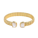 S925 Gold - Plated Woven Open Bangle - floysun
