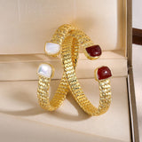 S925 Gold - Plated Woven Open Bangle - floysun