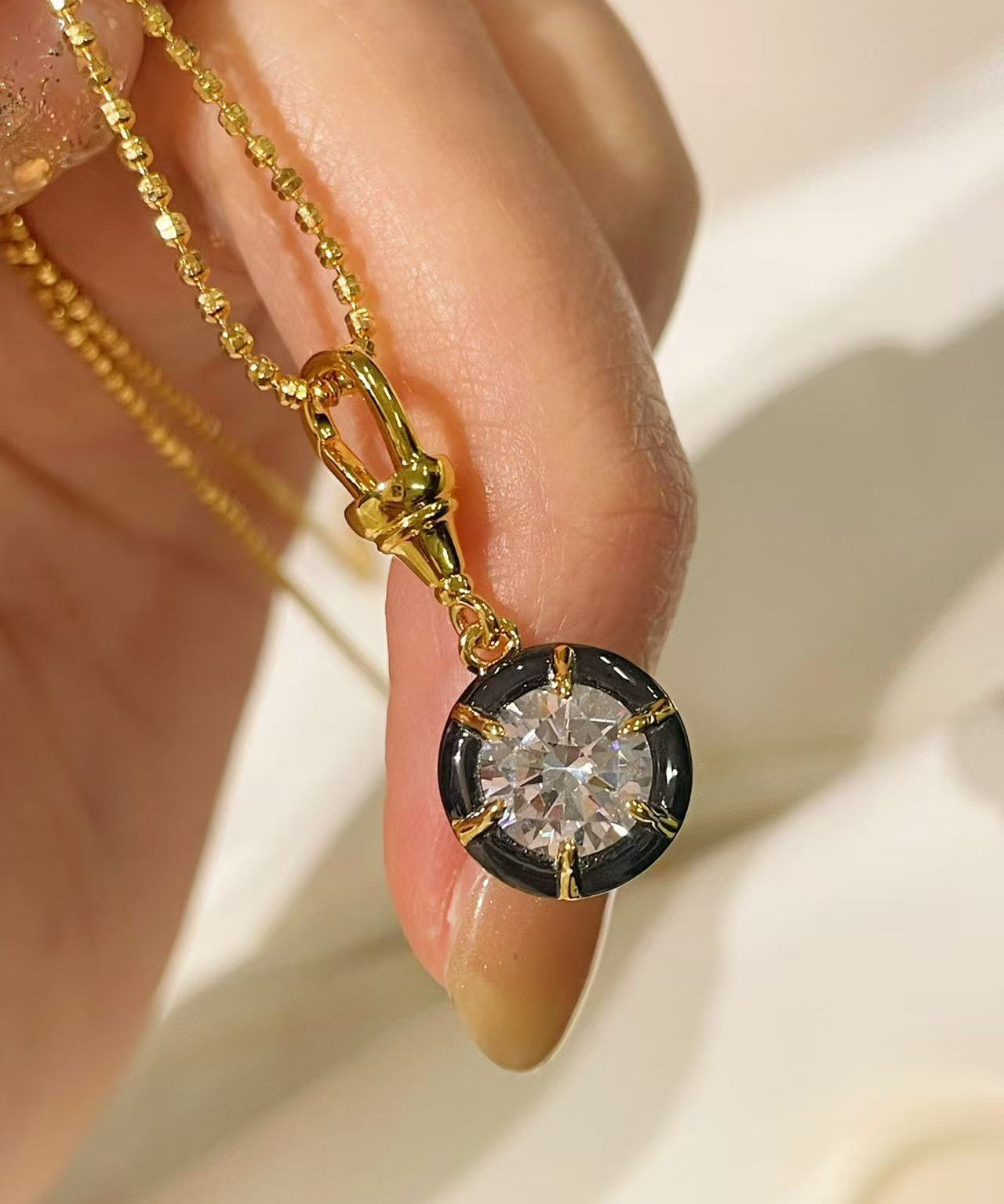 S925 Silver Gold Plated Square Bead Chain Necklace - floysun