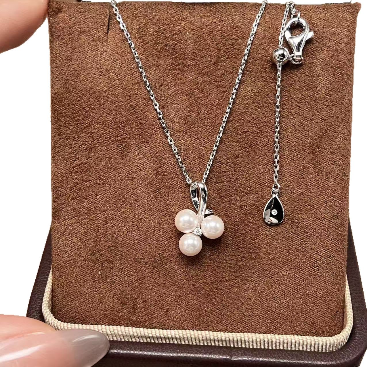 S925 Sterling Silver Dainty Pearl Sliding Adjustable Necklace - floysun