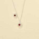 S925 Sterling Silver Daisy Red Agate Pendant Necklace - floysun
