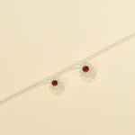 S925 Sterling Silver Daisy Red Agate Pendant Necklace - floysun