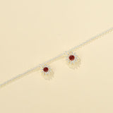 S925 Sterling Silver Daisy Red Agate Pendant Necklace - floysun