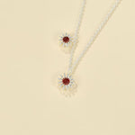 S925 Sterling Silver Daisy Red Agate Pendant Necklace - floysun