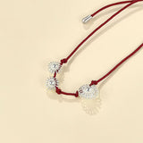 S925 Sterling Silver Daisy Red Cord Bracelet | Adjustable Slider Friendship Bracelet - floysun