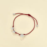 S925 Sterling Silver Daisy Red Cord Bracelet | Adjustable Slider Friendship Bracelet - floysun