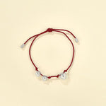 S925 Sterling Silver Daisy Red Cord Bracelet | Adjustable Slider Friendship Bracelet - floysun