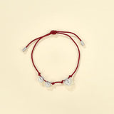 S925 Sterling Silver Daisy Red Cord Bracelet | Adjustable Slider Friendship Bracelet - floysun